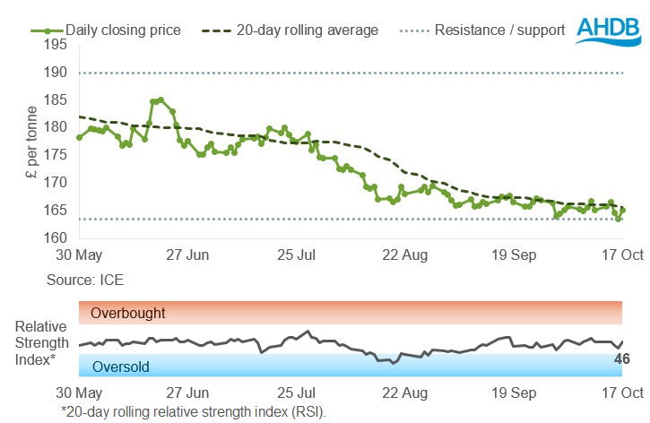 UK feed wheat Graph 20 10 2025
